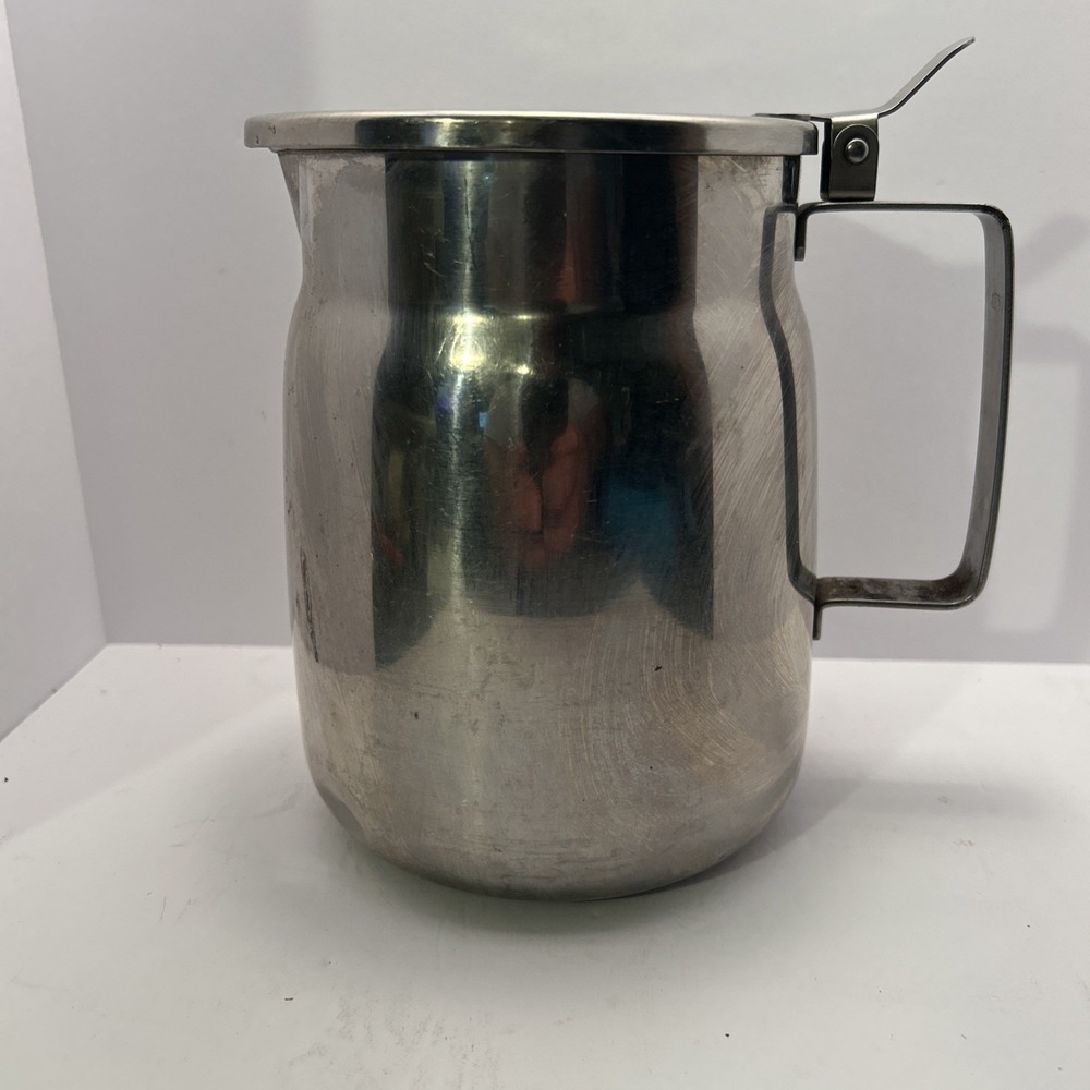 Vintage Vollrath Stainless Steel Pitcher Milk Creamer W/ Lid-8232- Wisconsin